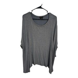 IMAN Women’s Gray and Gold Shimmer Quarter Sleeves Flowy Top Size 1X